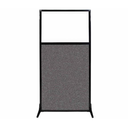 Versare Work Station Screen 33" x 70" Charcoal Gray Fabric With Clear Window 1840107